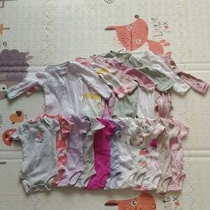 Bundle of 18Pcs Newborn Baby Girl Clothes Onesie and Sleepwear